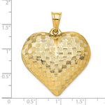 Charger l&#39;image dans la galerie, 14K Yellow Gold Puffy Heart Basket Weave Pattern 3D Extra Large Pendant Charm
