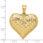 Ladda upp bild till gallerivisning, 14K Yellow Gold Puffy Heart Basket Weave Pattern 3D Extra Large Pendant Charm
