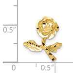 이미지를 갤러리 뷰어에 로드 , 14k Yellow Gold Diamond Cut Satin Small Rose Flower Chain Slide Pendant Charm
