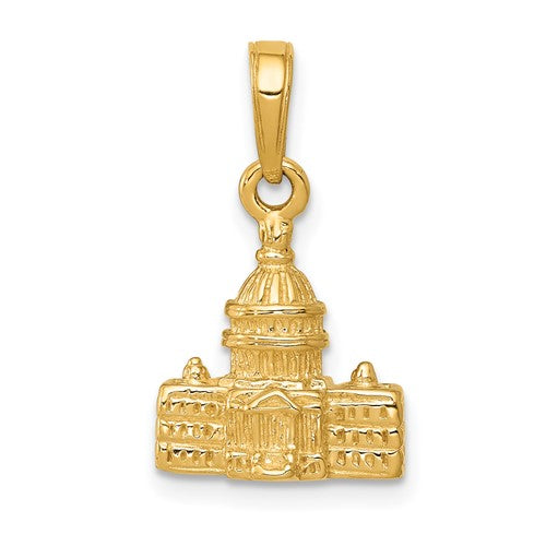 14k Yellow Gold Washington DC Capitol Building 3D Pendant Charm