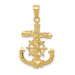 Load image into Gallery viewer, 14k Yellow Gold Mariner Anchor Cross Crucifix Textured Pendant Charm
