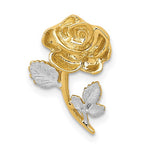 Indlæs billede til gallerivisning 14k Yellow Gold and White Rhodium Two Tone Rose Flower Chain Slide Pendant Charm
