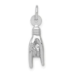Load image into Gallery viewer, 14k White Gold Rock On Good Luck Hand Sign 3D Pendant Charm
