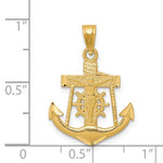 Załaduj obraz do przeglądarki galerii, 14k Yellow Gold Mariner Anchor Cross Crucifix Diamond Cut Pendant Charm
