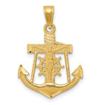 Indlæs billede til gallerivisning 14k Yellow Gold Mariner Anchor Cross Crucifix Diamond Cut Pendant Charm
