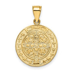 Indlæs billede til gallerivisning 14K Yellow Gold Saint Benedict San Benito Round Medallion Pendant Charm
