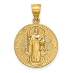 Lataa kuva Galleria-katseluun, 14K Yellow Gold Saint Benedict San Benito Round Medallion Pendant Charm
