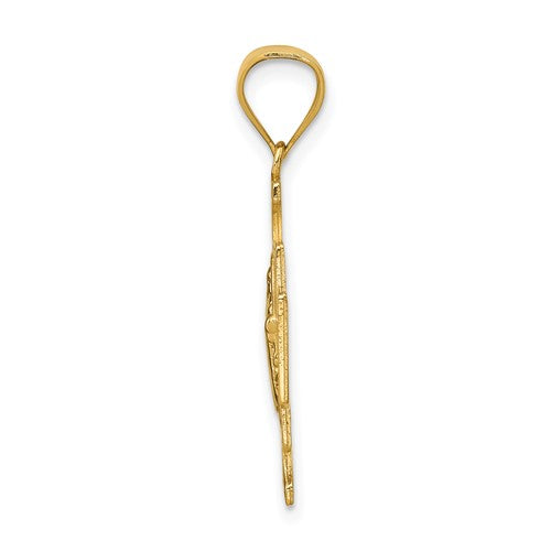 14K Yellow Gold Saint Benedict San Benito Cross 2 Sided Pendant Charm