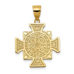 Afbeelding in Gallery-weergave laden, 14K Yellow Gold Saint Benedict San Benito Cross 2 Sided Pendant Charm
