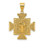 Lataa kuva Galleria-katseluun, 14K Yellow Gold Saint Benedict San Benito Cross 2 Sided Pendant Charm
