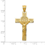 Lataa kuva Galleria-katseluun, 14K Yellow Gold Crucifix St Benedict Cross 2 Sided Pendant Charm
