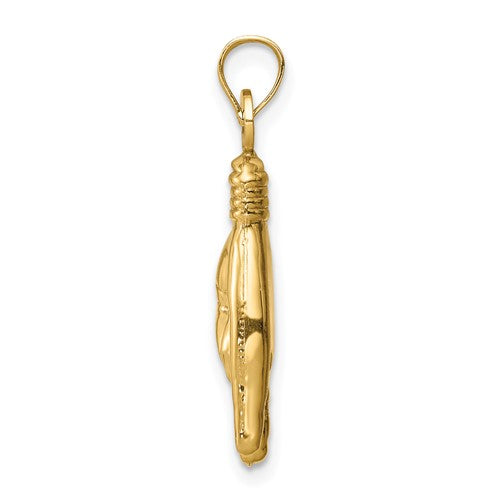14k Yellow Gold Rock On Good Luck Hand 3D Pendant Charm