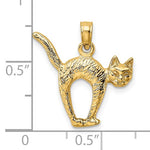 Load image into Gallery viewer, 14k Yellow Gold Cat Arched Back Raised Tail 3D Pendant Charm
