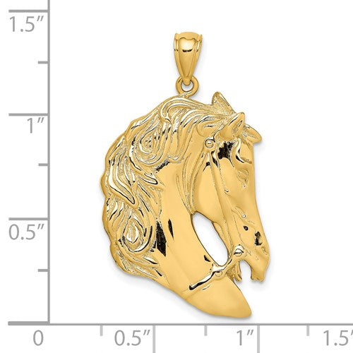 14k Yellow Gold Horse Head Pendant Charm