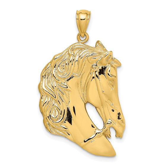 14k Yellow Gold Horse Head Pendant Charm