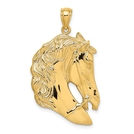 14k yellow gold horse head pendant charm