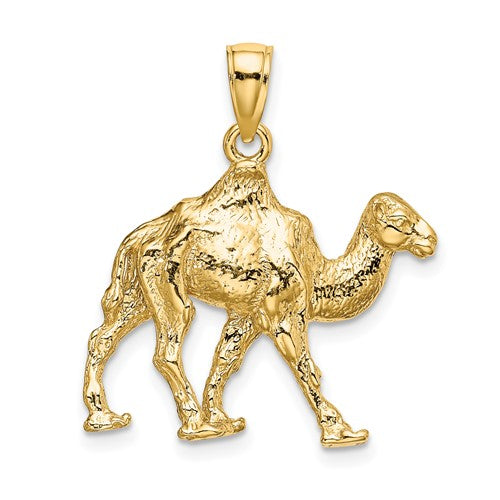 14k Yellow Gold Camel 3D Pendant Charm