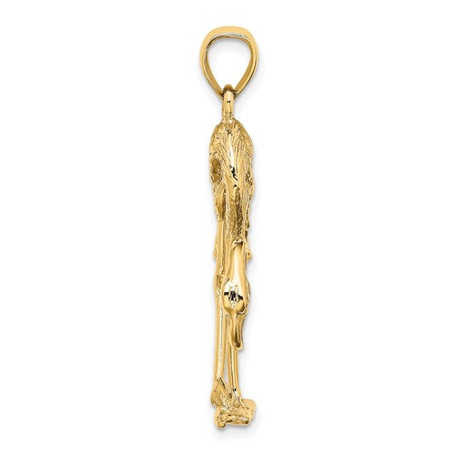 14k Yellow Gold Flamingo 3D Pendant Charm
