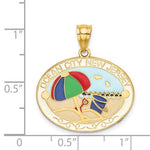 Load image into Gallery viewer, 14k Yellow Gold Enamel Ocean City New Jersey Beach Umbrella Pail Sand Pendant Charm
