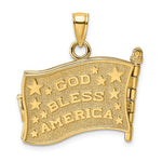 Afbeelding in Gallery-weergave laden, 14k Yellow Gold Enamel USA American Flag Book Pledge of Allegiance 3D Reversible Opens Pendant Charm
