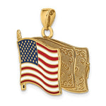 Carregar imagem no visualizador da galeria, 14k Yellow Gold Enamel USA American Flag Book Pledge of Allegiance 3D Reversible Opens Pendant Charm
