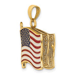 이미지를 갤러리 뷰어에 로드 , 14k Yellow Gold Enamel USA American Flag Book Pledge of Allegiance 3D Reversible Opens Pendant Charm
