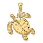 Indlæs billede til gallerivisning 14k Yellow Gold Enamel Brown Sea Turtle 3D Pendant Charm
