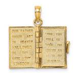 Load image into Gallery viewer, 14k Yellow Gold Enamel Blue with Cross Bible Lord&#39;s Prayer Book 3D Pendant Charm
