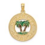 Afbeelding in Gallery-weergave laden, 14k Yellow Gold Enamel Ocean City New Jersey Palm Trees Pendant Charm
