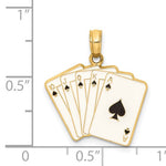 이미지를 갤러리 뷰어에 로드 , 14k Yellow Gold Enamel Playing Cards Royal Flush Pendant Charm
