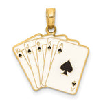 Φόρτωση εικόνας στο εργαλείο προβολής Συλλογής, 14k Yellow Gold Enamel Playing Cards Royal Flush Pendant Charm
