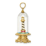 Afbeelding in Gallery-weergave laden, 14k Yellow Gold Cape Hatteras North Carolina Lighthouse Glass Dome Enamel 3D Pendant Charm
