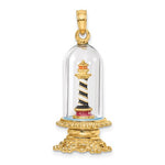 Afbeelding in Gallery-weergave laden, 14k Yellow Gold Cape Hatteras North Carolina Lighthouse Glass Dome Enamel 3D Pendant Charm
