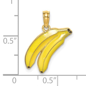 14k Yellow Gold Enamel Banana Pendant Charm