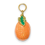 Cargar imagen en el visor de la galería, 14k Yellow Gold Enamel Orange Fruit 3D Pendant Charm

