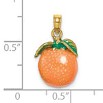 이미지를 갤러리 뷰어에 로드 , 14k Yellow Gold Enamel Orange Fruit 3D Pendant Charm
