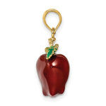 Carica l&#39;immagine nel visualizzatore di Gallery, 14k Yellow Gold Enamel Red Apple Fruit 3D Pendant Charm
