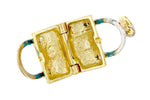 이미지를 갤러리 뷰어에 로드 , 14K Yellow Gold Enamel Teal Blue Handbag Purse 3D Pendant Charm
