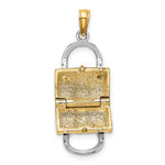 Lataa kuva Galleria-katseluun, 14K Yellow Gold Enamel White Handbag Purse 3D Pendant Charm
