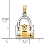 Załaduj obraz do przeglądarki galerii, 14K Yellow Gold Enamel White Handbag Purse 3D Pendant Charm

