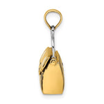 Charger l&#39;image dans la galerie, 14K Yellow Gold Enamel Black White Handbag Purse 3D Pendant Charm
