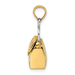 將圖片載入圖庫檢視器 14K Yellow Gold Enamel Red White Handbag Purse 3D Pendant Charm
