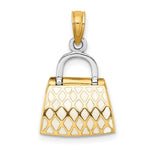 Carica l&#39;immagine nel visualizzatore di Gallery, 14K Yellow Gold Enamel Red White Handbag Purse 3D Pendant Charm
