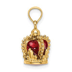 Load image into Gallery viewer, 14K Yellow Gold Enamel Red Crown 3D Pendant Charm
