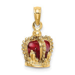 Load image into Gallery viewer, 14K Yellow Gold Enamel Red Crown 3D Pendant Charm
