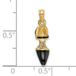 Carica l&#39;immagine nel visualizzatore di Gallery, 14K Yellow Gold Enamel Black High Heel Stiletto Shoe 3D Pendant Charm
