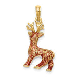 Load image into Gallery viewer, 14k Yellow Gold Enamel Reindeer 3D Pendant Charm
