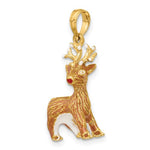 Afbeelding in Gallery-weergave laden, 14k Yellow Gold Enamel Reindeer 3D Pendant Charm

