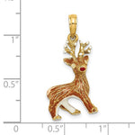Cargar imagen en el visor de la galería, 14k Yellow Gold Enamel Reindeer 3D Pendant Charm
