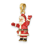 Afbeelding in Gallery-weergave laden, 14k Yellow Gold Enamel Santa Claus 3D Pendant Charm
